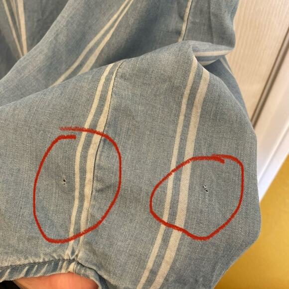 BeachLunchLounge Chambray Striped Lace Up Collar Mini Sleeveless Sun Dress Small - Picture 2 of 10